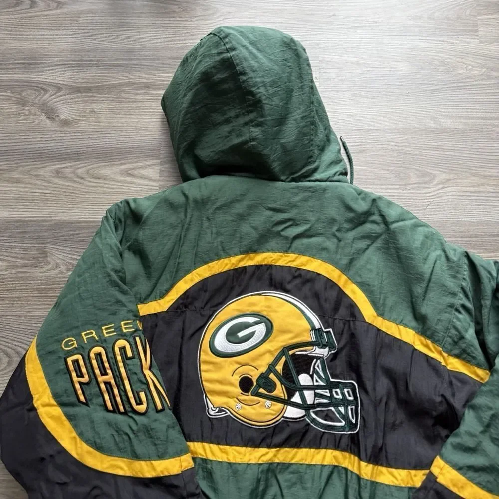 VTG Logo Athletic Green Bay Packers Pro Line Jacket Large‎ L Hooded 90s NFL
